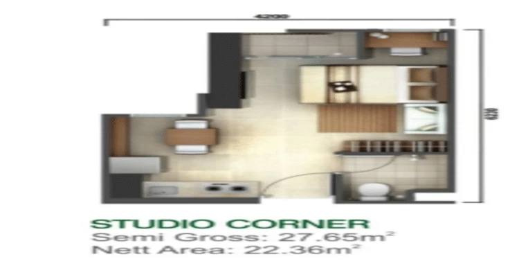 Denah Tower Kalyana & Kirana Tipe Studio Corner